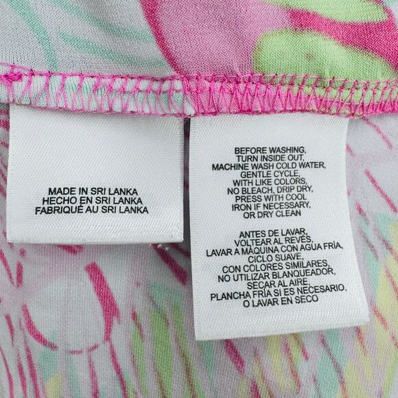 Pappagallo Tropical Double Flutter Sleeve Shift Dress Pink/Green Palm Leaf Small - Picture 12 of 14